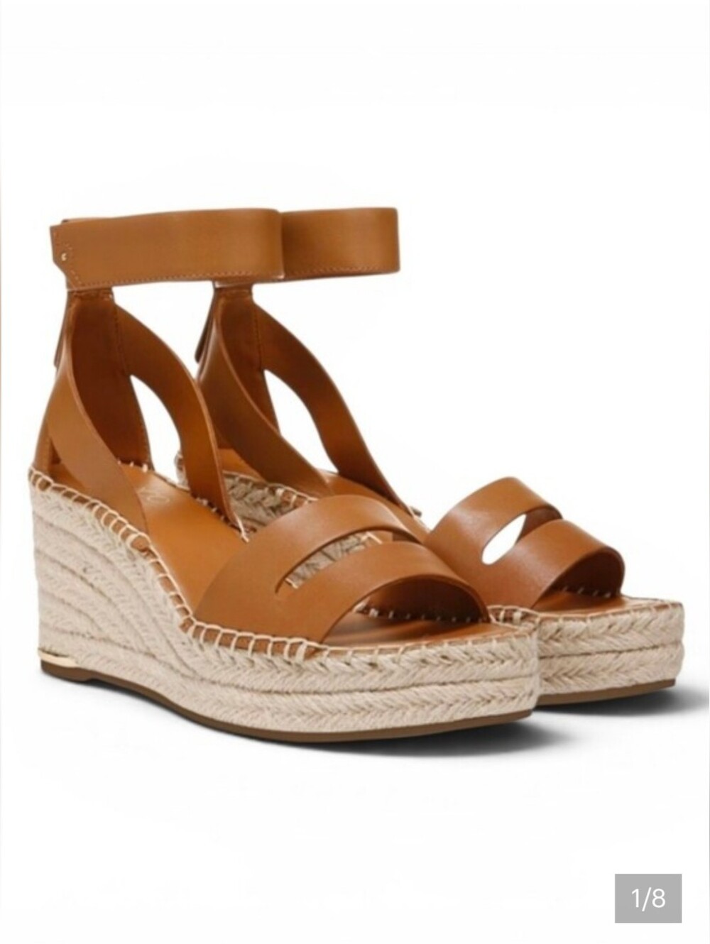 Franco Sarto Callia Tan Espadrille Wedge Open Toe Sandals Size 8